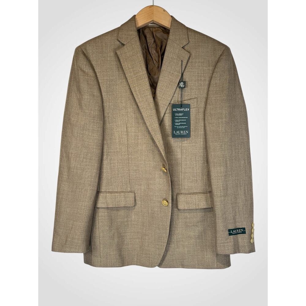 New Ralph Lauren Ultraflex 40R Golden Tan Hopsack Linen Blend Blazer Sport Coat - Picture 5 of 16
